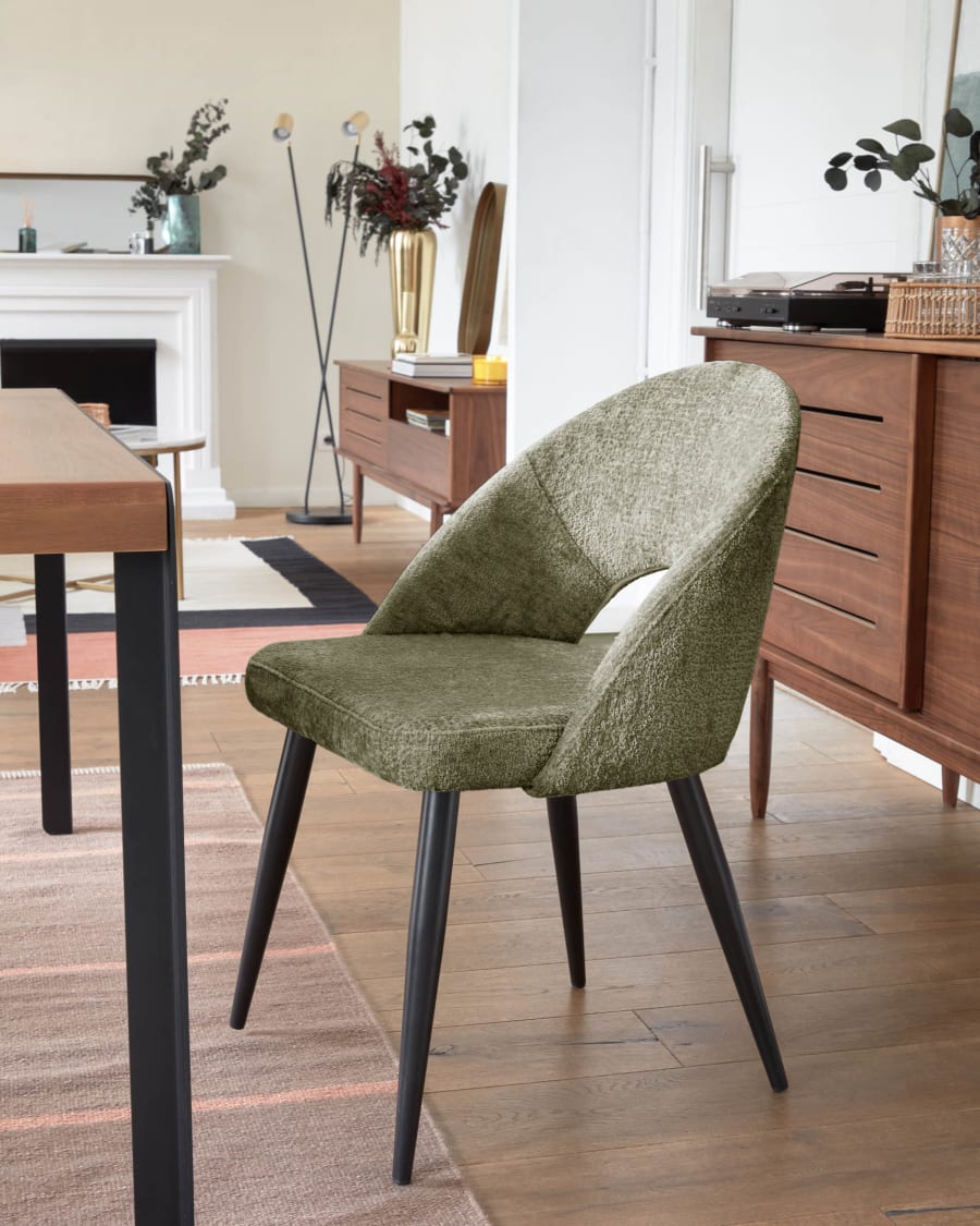 Green chair with steel legs with black | Kave Home®