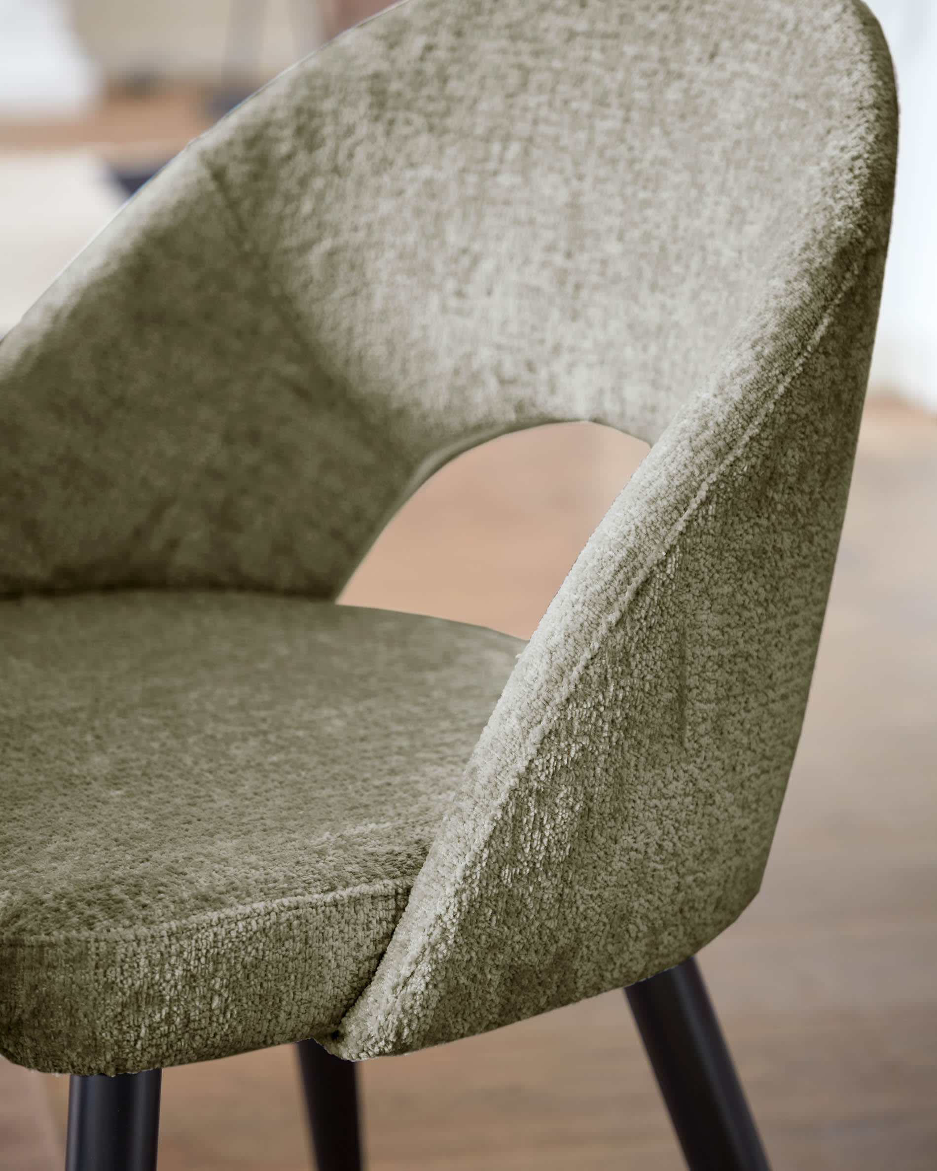 green chenille chair