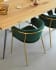 Runnie green velvet chair with steel legs and gold finish