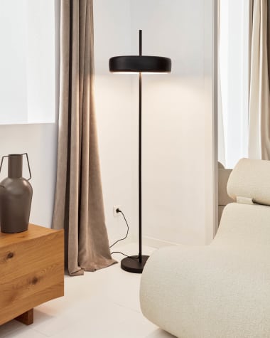 Francisca floor lamp in metal with a glass and black finish