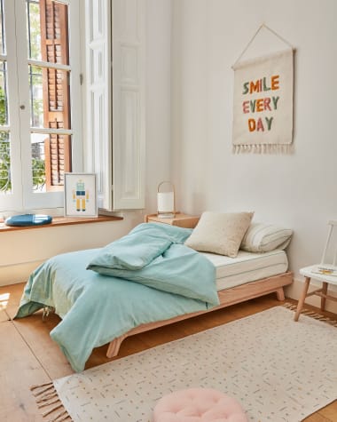 Set Ciurana fundas nórdica y de almohada 100% algodón puntilla natural para cama  90 cm - Kave Home. N1300018JJ33