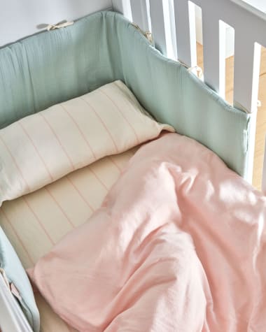 Gaitana duvet cover, sheet & pillowcase set in pink GOTS-certified cotton 60 x 120 cm