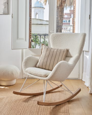 Κουνιστή καρέκλα Vania, λευκό shearling