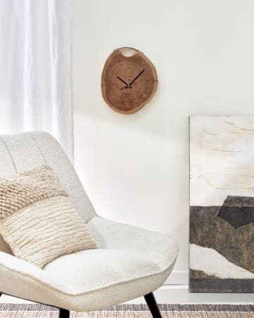 Reloj de pared redondo Yuliana de madera maciza de acacia Ø 30 x 35 cm