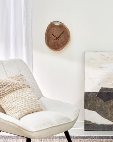 Yuliana round wall clock in solid acacia wood Ø 30 x 35 cm
