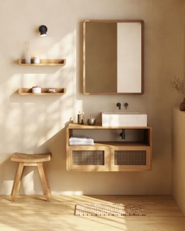 Meuble de salle de bain Sabiela en teck massif 86 x 45 cm