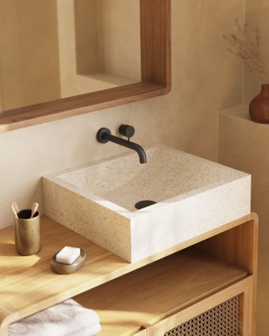 Mueble de baño Sabiela de madera maciza de teca 86 x 45 cm