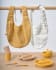 Yamile set of 2 bibs organic cotton (GOTS) in mustard and beige with multicoloured leaves