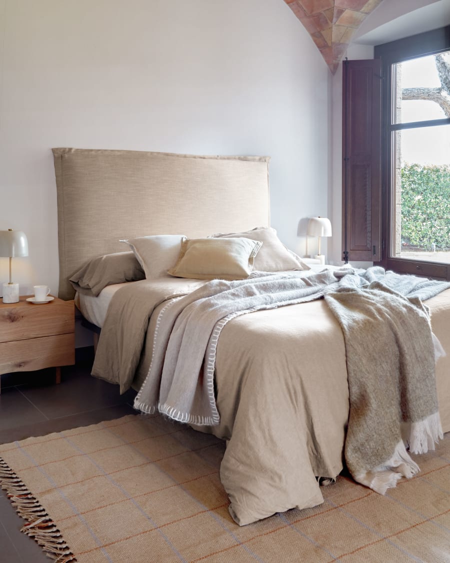 Escuela de posgrado hogar es suficiente Cabecero desenfundable Tanit de lino beige para cama de 180 cm | Kave Home