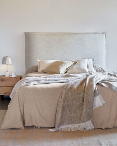 Zagłówek Tanit biały lniany ze zdejmowanym pokrowcem do łóżka 160 cm