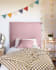 Tanit headboard with pink linen removable cover, for 90 cm beds