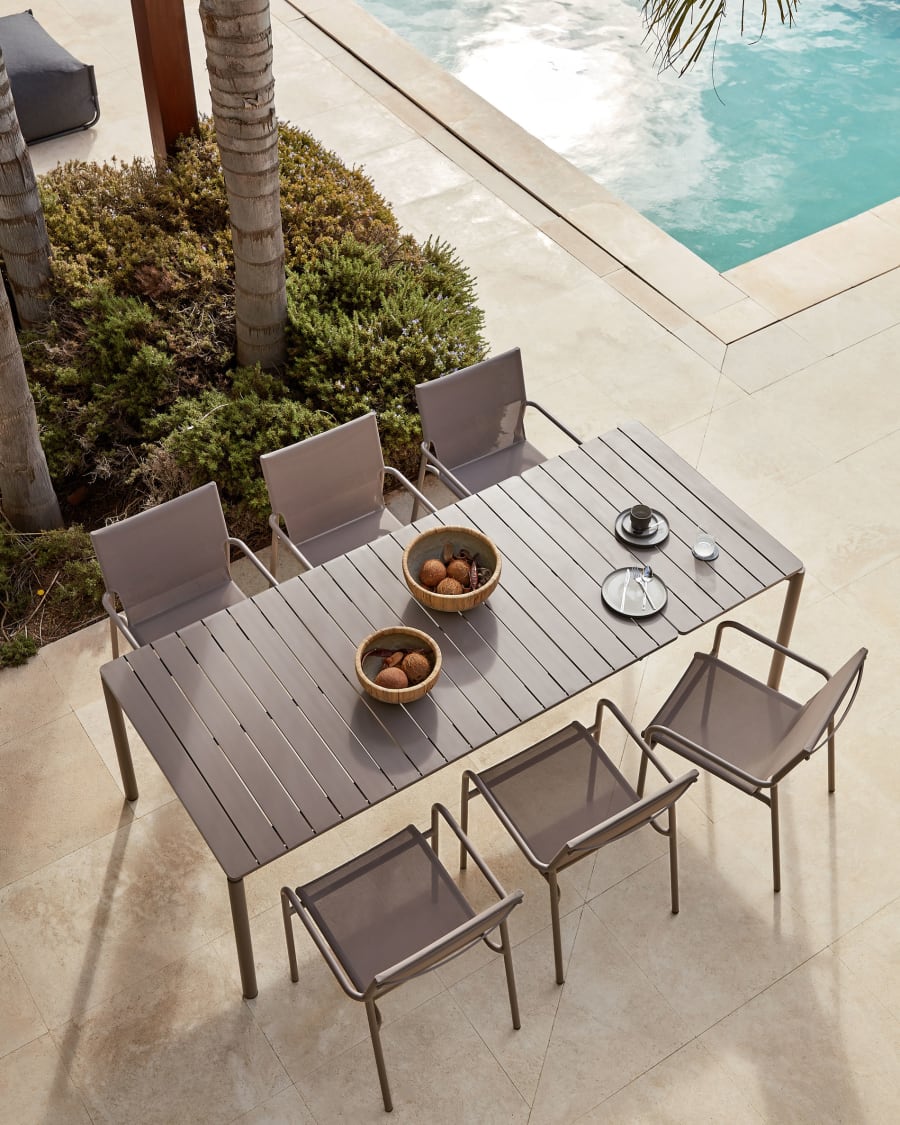 Table de jardin extensible Zaltana en aluminium marron mat 140 (200) x 90  cm