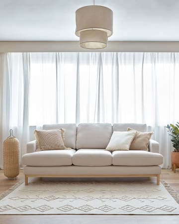 Divano Mihaela 3 posti in shearling bianco 203 cm