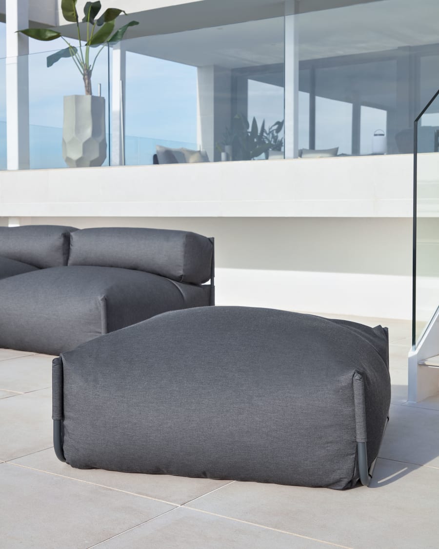 Pouf divano modulare 100% outdoor Square grigio scuro e alluminio