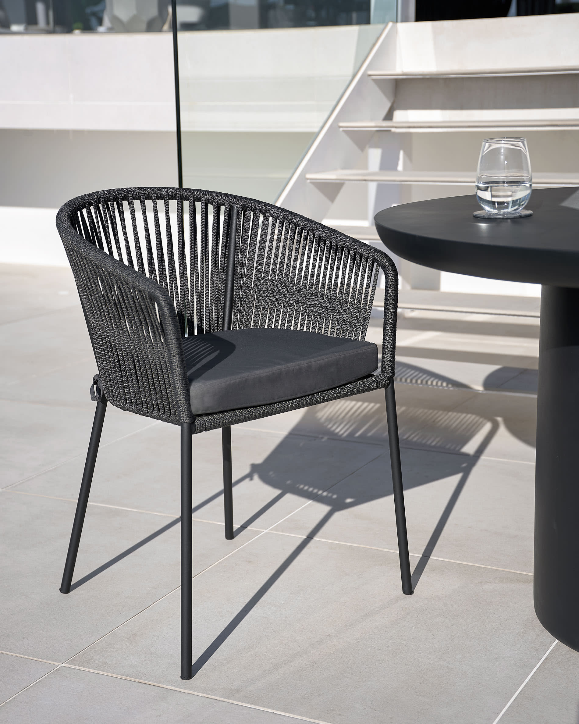 Yanet black rope chair with galvanised steel legs Kave Home