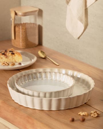 Sheilyn set van 2 beige ovenschalen Ø 19 cm / Ø 27 cm