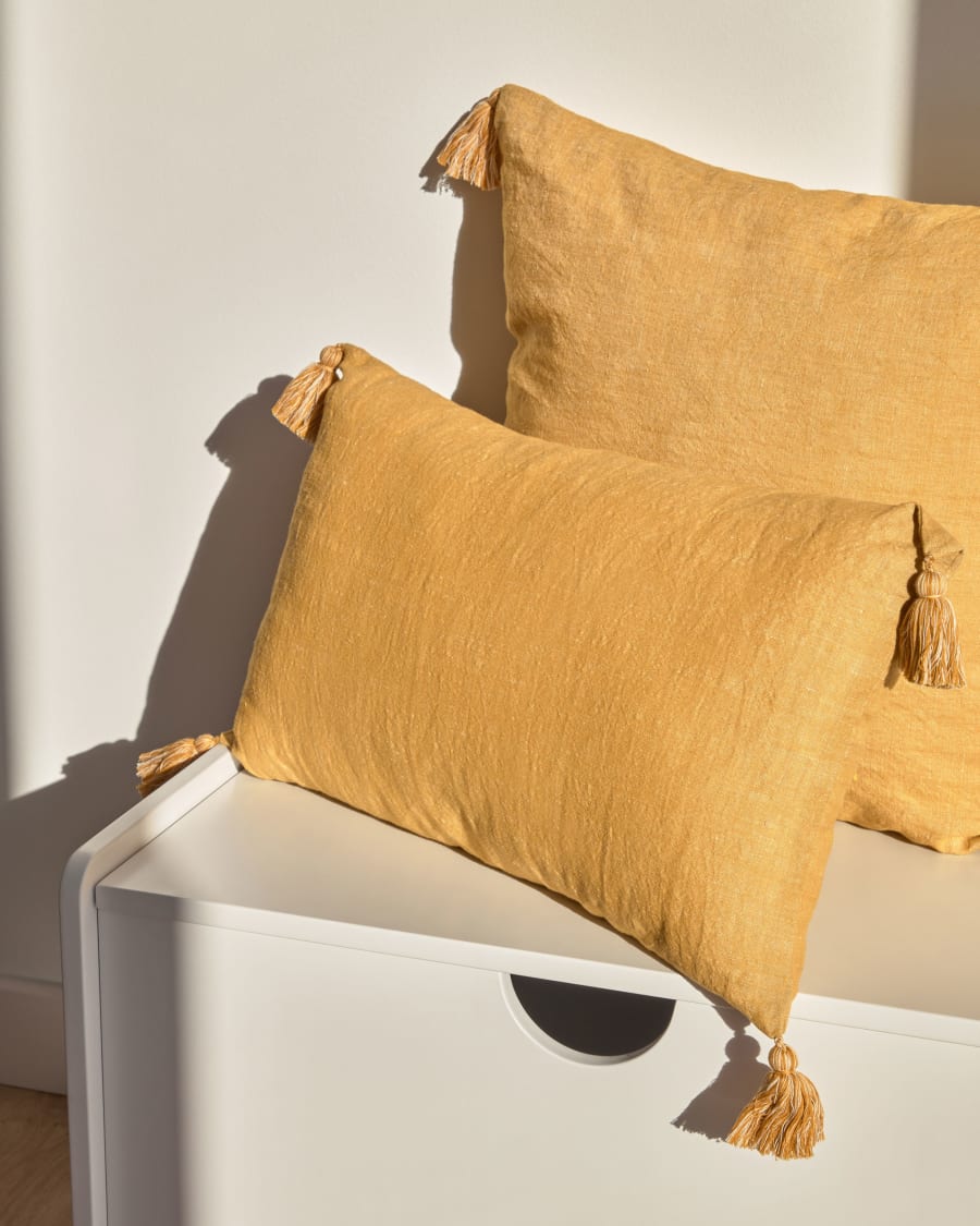 Eirenne Kissenbezug aus 30 x senffarben Home | Kave und Baumwolle 50 Leinen cm