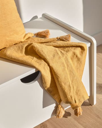 Eirenne  mustard cotton and linen muslin 55 x 55 cm