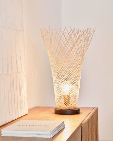 Lámpara de mesa Citalli de bambú con acabado natural