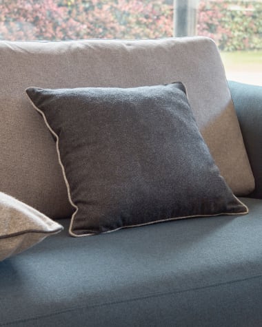 Alcara black cushion cover with grey border 45 x 45 cm