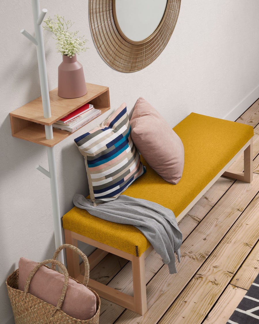 Banqueta mostaza madera dormitorio 💯 Muebles de Diseño