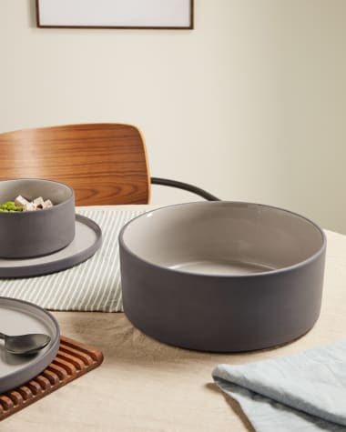 Thianela large porcelain bowl in grey