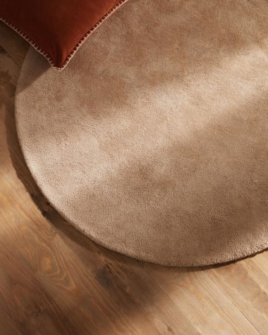 Daianna runder Teppich 100% Baumwolle beige Ø 120 cm