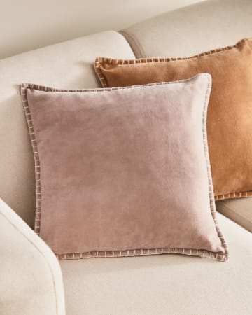 Fodera cuscino Angelica 100% cotone in velluto rosa 45 x 45 cm