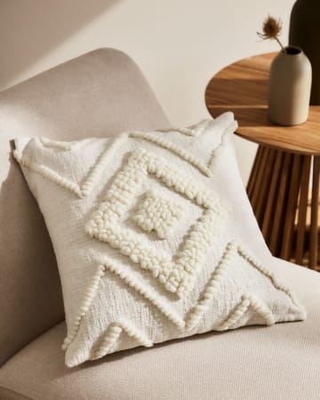 Genoveva cushion cover made from white cotton, 45 x 45 cm