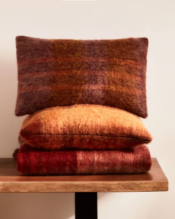 Galilea cushion cover with stripes in multicolour wool, 30 x 50 cm