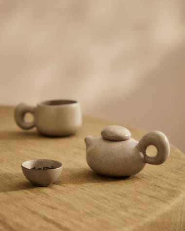 Zestaw do herbaty Tersilia z brązowej ceramiki