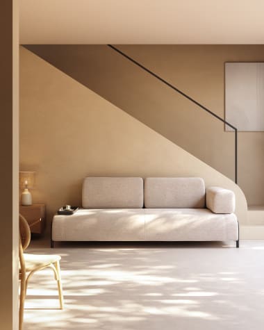 Compo 3-Sitzer Sofa beige mit kleinem Tablett 232 cm