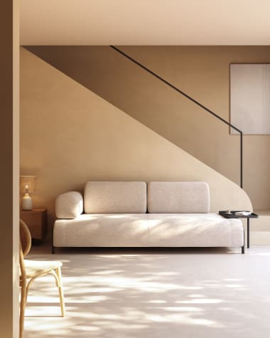 Sofa 3-osobowa Compo w kolorze beżowym z dużą tacą 252 cm