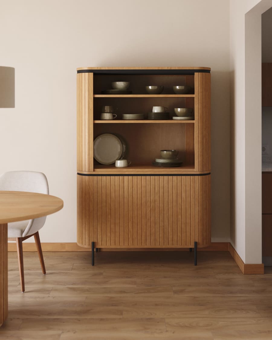Licia tall 2 door sideboard made from mango wood with natural finish and  metal 120x170cm | Kave Home