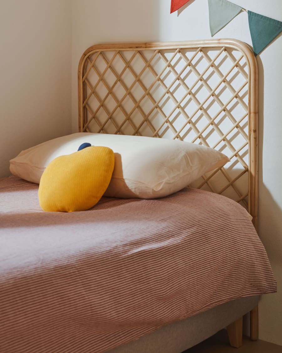Cabecero Citlalli de ratán con acabado natural para cama de 90 cm