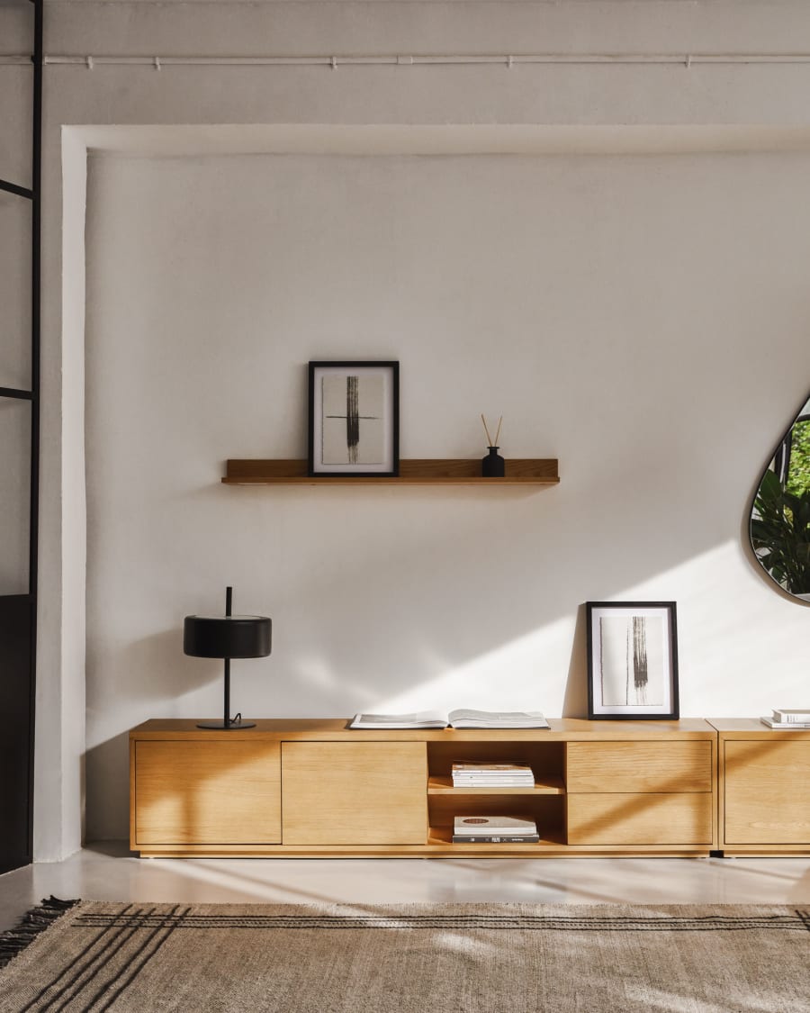 Mueble tv chapa madera natural y blanco - Comprar muebles tv