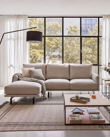 Galene 3-Sitzer Sofa beige mit Chaiselongue links 254 cm
