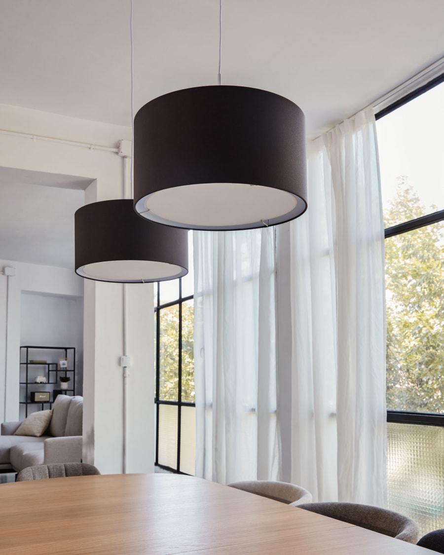 eenvoudig rekruut Pastoor Lampenkap voor hanglamp Santana grijs met witte diffuser Ø 40 cm | Kave Home