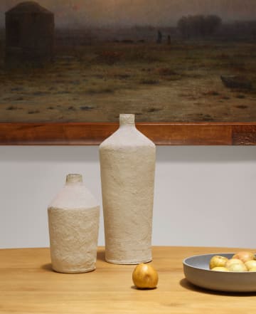Vaso Candida in cotone maché beige 30 cm