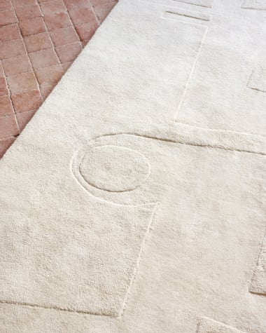 Enriqueta rug made from 100% white cotton, 160 x 230 cm