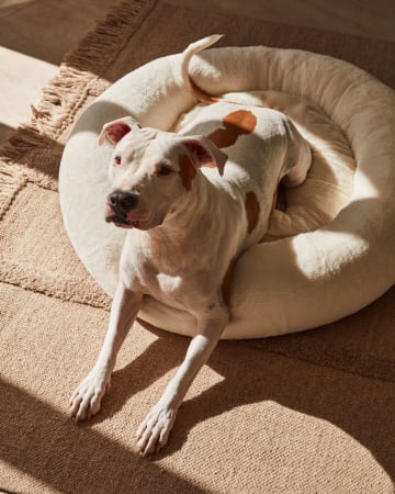 Panier rond pour animaux Woopy grand format effet fourrure blanche Ø 90 cm