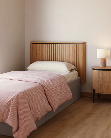 Licia solid mango wood and metal headboard with a black finish, for 90 cm beds