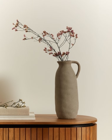 Yandi ceramic vase with a beige finish, 35.5 cm
