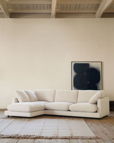 Sofá Gala 4 plazas con chaise longue izquierdo beige 300 cm
