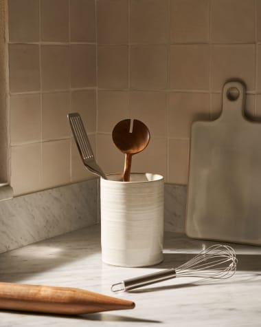 Portbou ceramic utensil stand in white
