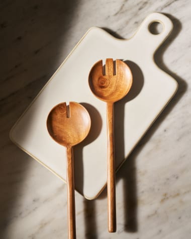 Ercilia set of 2 solid acacia wood kitchen utensils