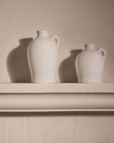 Palafrugell terracotta vase in white, 30.5 cm