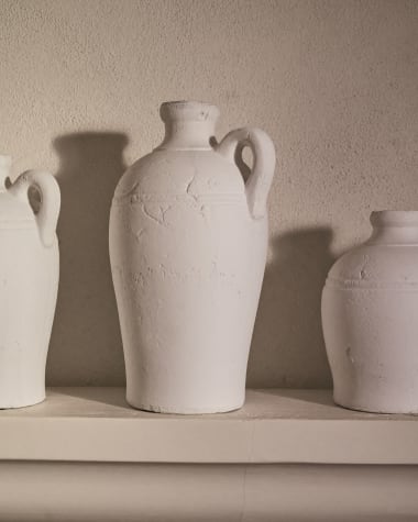 Palafrugell terracotta vase in white, 36.5 cm