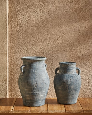 Blanes Vase aus Terrakotta blau 35 cm