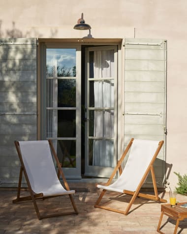 Adredna solid acacia outdoor deck chair in beige FSC 100%